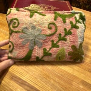 Floral Embroidered Cosmetic Bag